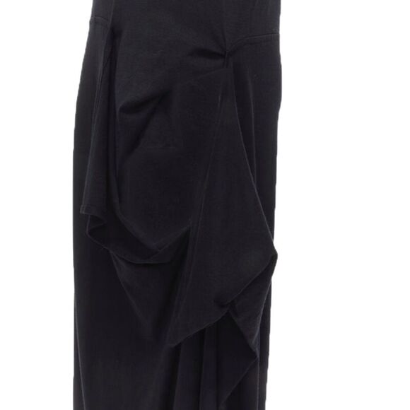 COMME DES GARCONS 1980s Vintage draped cut out detail scoop neck midi dress - Picture 2 of 7